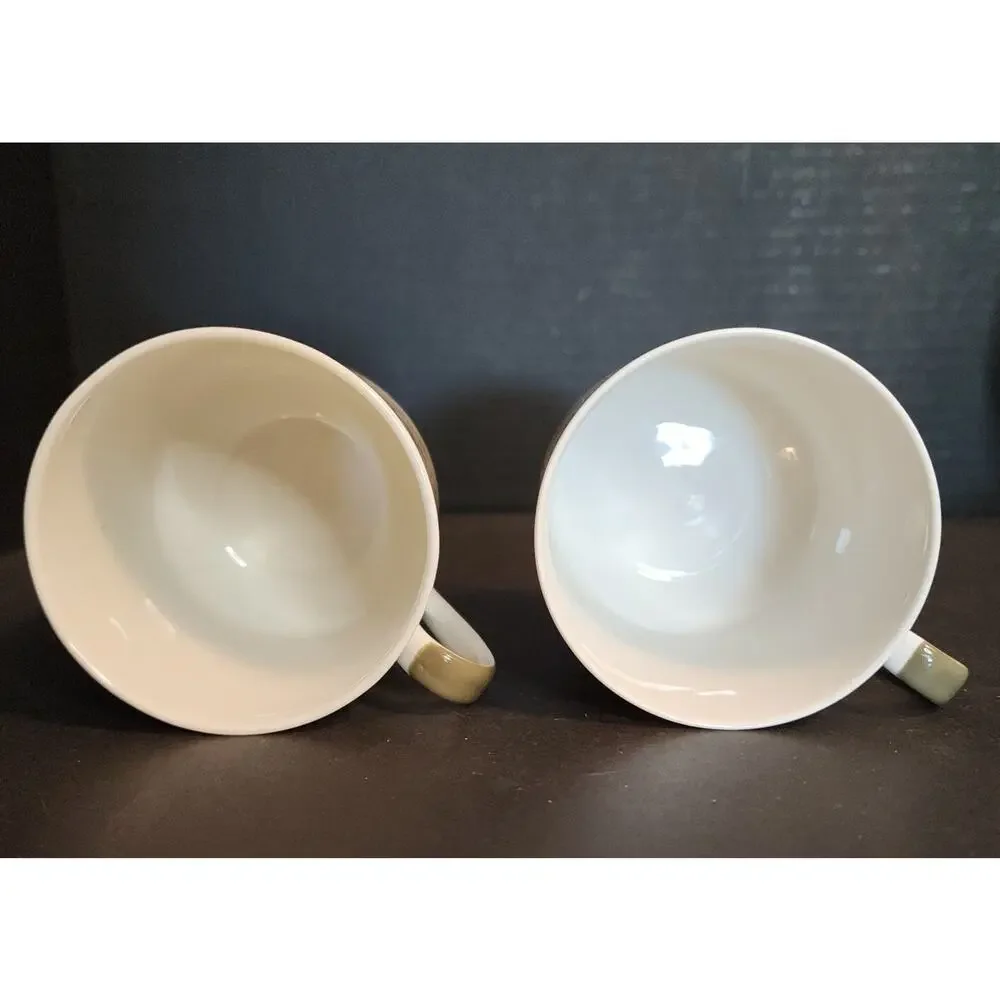 Royal Doulton Tea Coffee China Cup~Samarra~Green Tan Floral, England Set of 2